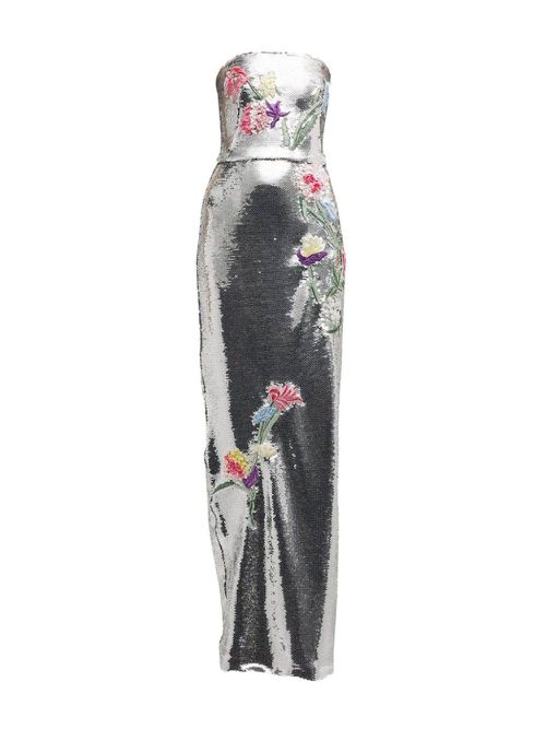 Embroidered sequin-embellished dress - Silver