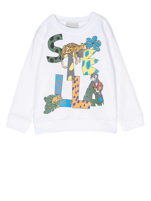 White Sweatshirt With Stella Jungle Logo Print