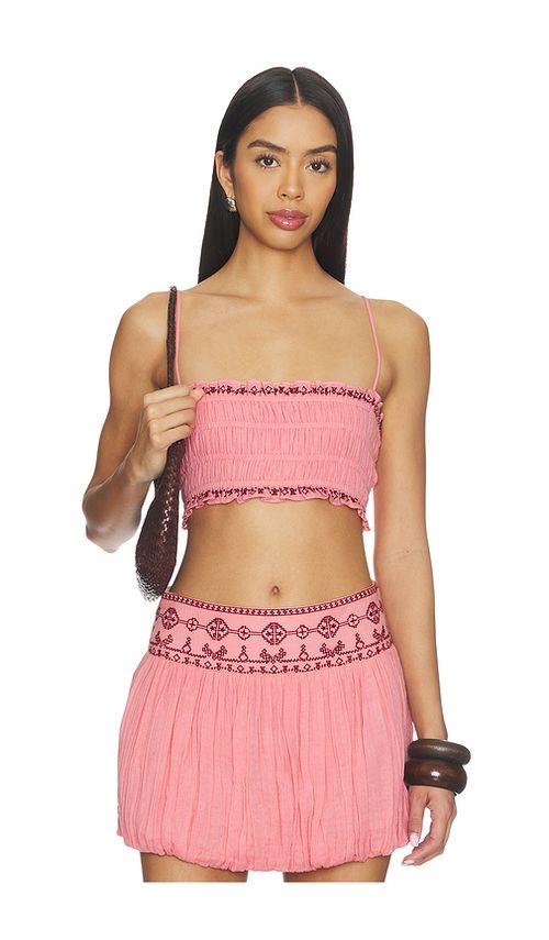 ROCOCO SAND Smocking Bandeau Top in Pink. M also in L, S, XL, XS