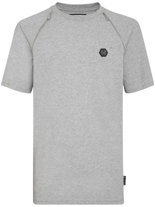 Zip-detail cotton T-shirt - Grey