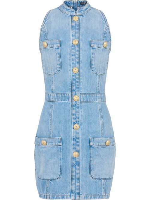 Denim fitted mini dress - Blue
