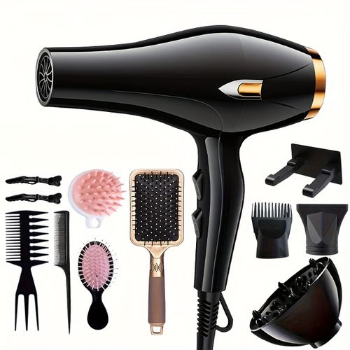 TEMU Morfone Local Bin 12pcs Hair Dryer Set With Multiple Temperature Settings And With Diffuser, Nozzle And Air Brush For Home Use/birthday Gift