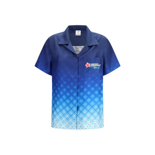 Orchid Logo Silk Shirt — Blue