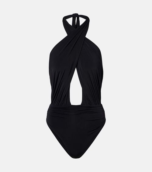 Cutout draped swimsuit