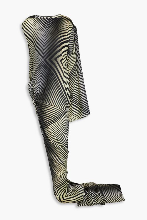 Edfu one-sleeve printed cupro-voile maxi dress
