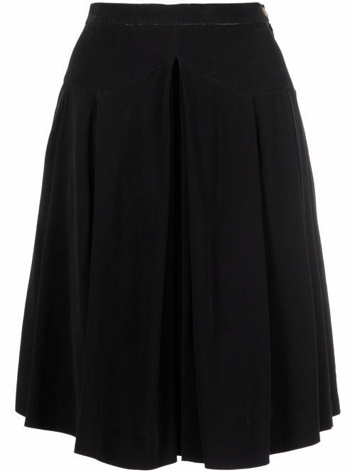 1990s CC button pleated skirt - Black
