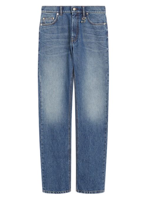 Straight-Leg Low-Rise Jeans in Medium Vintage Denim with Contrast Topstitching