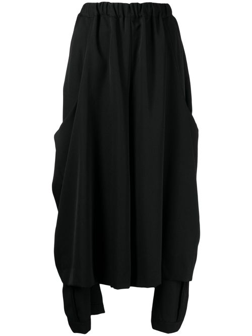 Asymmetric mid-rise cropped trousers - Black