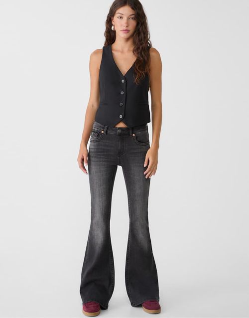 D04 low rise flared jeans in washed black-Grey