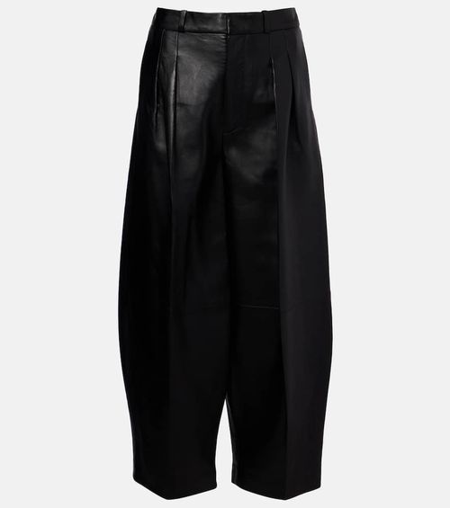 Dash leather barrel-leg pants