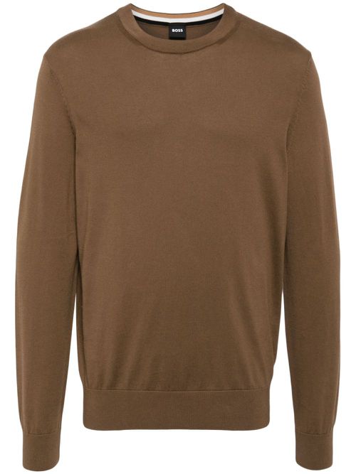 Crew-neck cotton jumper - Brown