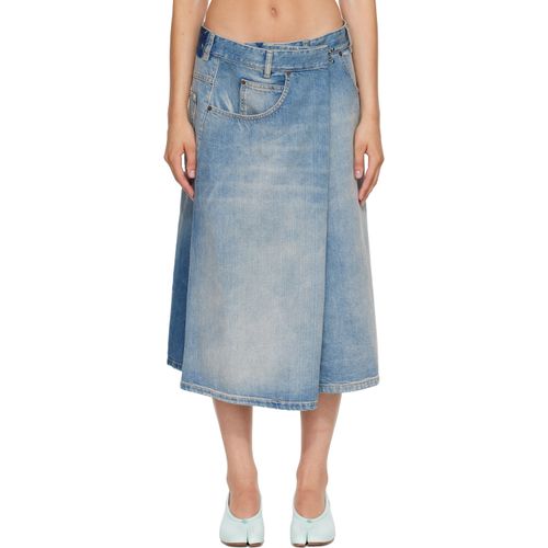 Blue Wrap Denim Midi Skirt