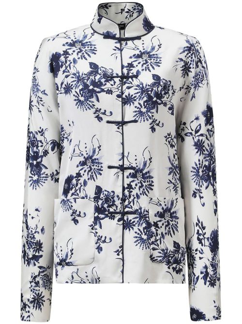 Floral-print cotton jacket - White