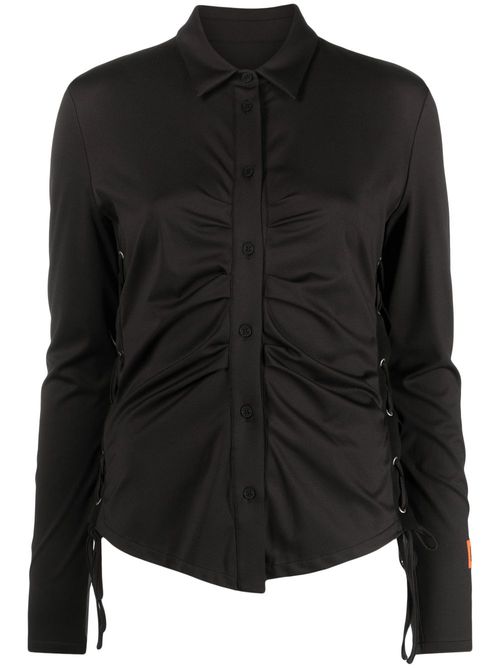 Lace-up ruched shirt - Black