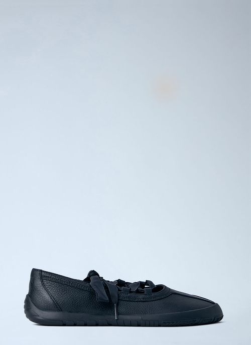Leather Slip-on Shoes - Woman Flats Black Eu