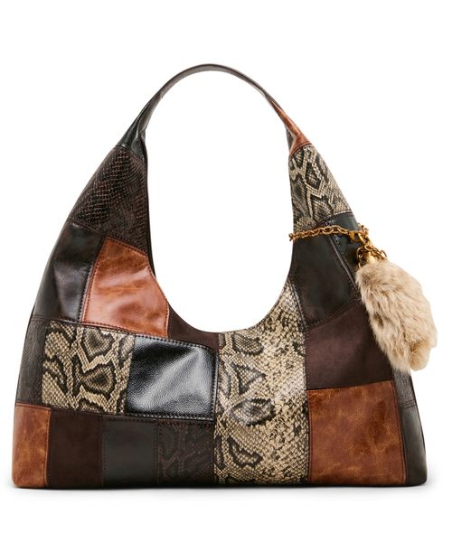 Auraa Slouchy Magnetic Large Shoulder Handbag - Patchwork