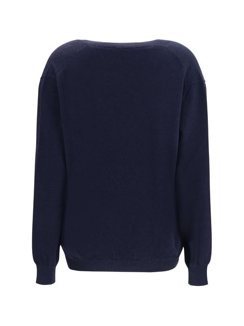 Cashmere V-Neck Sweater — Navy