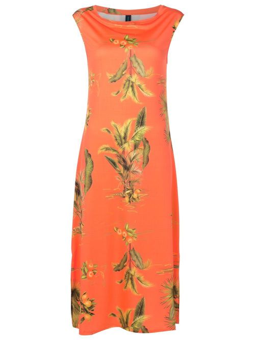 Floral-print sleeveless dress - Orange