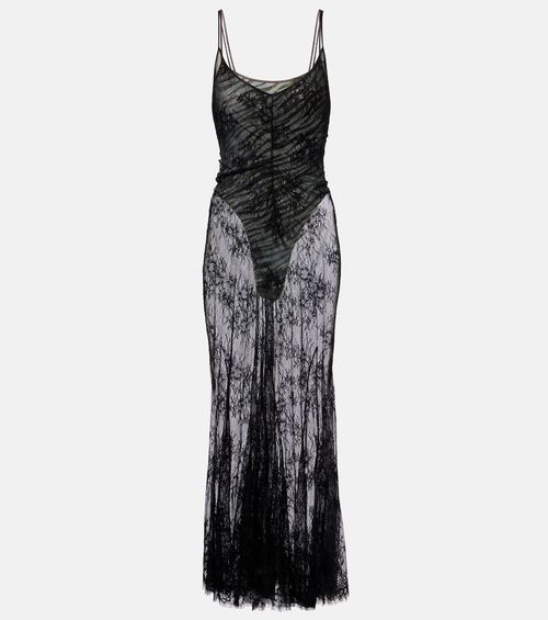 Jersey bodysuit and silk maxi dress set