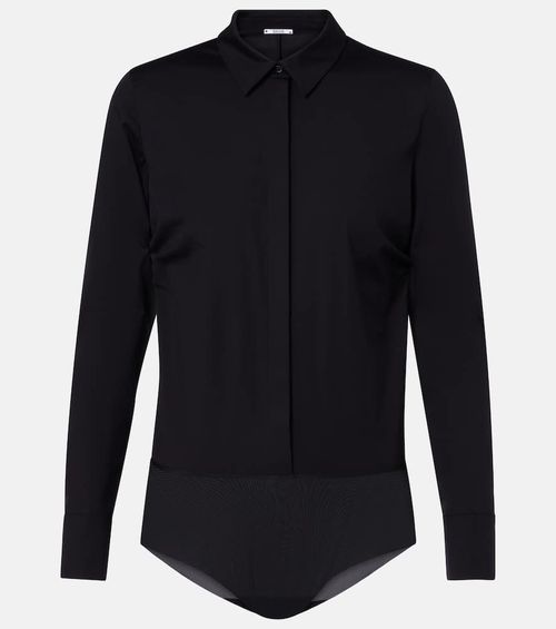 Cotton-blend poplin bodysuit