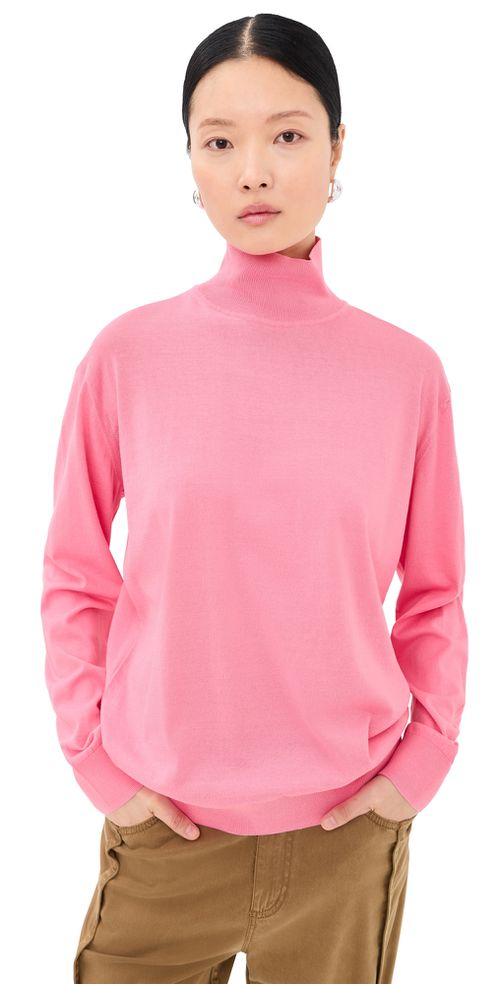Super Fine Gauge Perfect Turtleneck Pullover Bubble Gum Pink