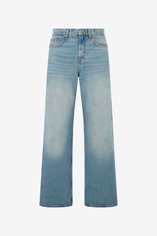 Light Blue Wide-leg Jeans With Monogram Rc