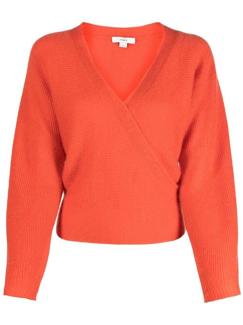 Long-sleeved wrap jumper - Orange