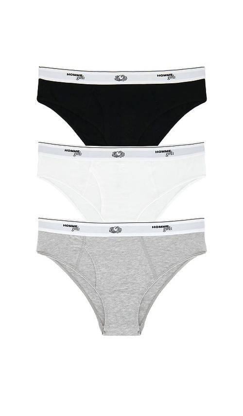 HOMMEgirls X Fruit Of The Loom Bikini Brief 3-pack in Black,White. - M also in L