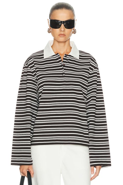 SRG Westley Top in Brown Stripe - Brown. M also in L, S, XL