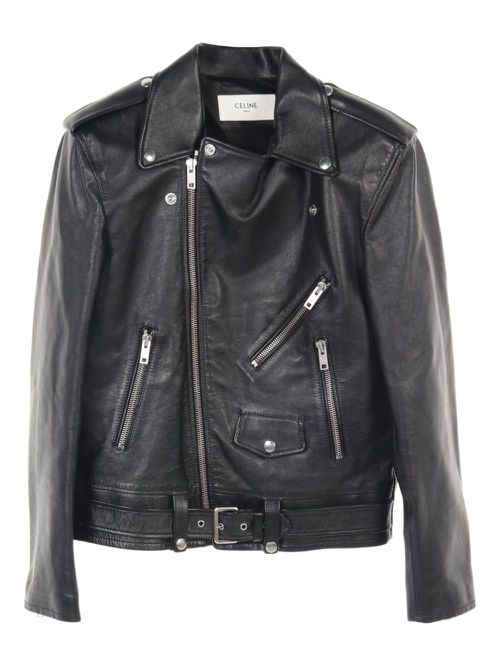 Céline Pre-Owned 2010s leather biker jacket - Black