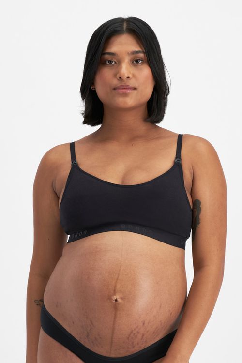 Damn Dry Milk Leaks Scoop Crop Bra in Black