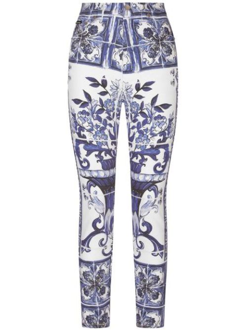 Majolica-print skinny jeans