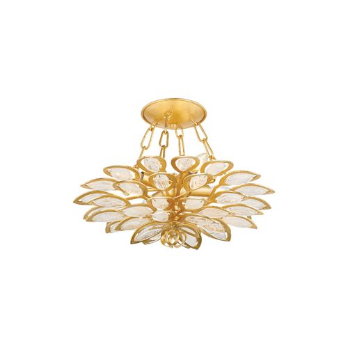 Gold Leaf Four Light Semi Flush Mount from the Vittoria Collection