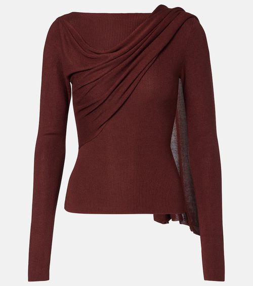 Draped silk-blend top