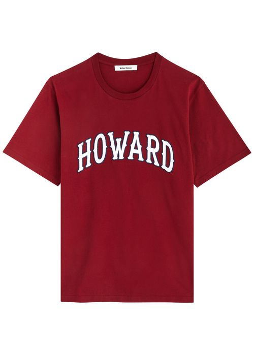 Wales Bonner 남성 Howard-appliqué Cotton T-shirt - Maroon 4258138