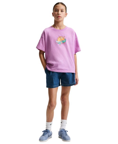 Girls' 7-16 Sportswear Crewneck T-Shirt - Light Magenta