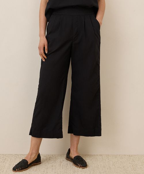 Women's Black Canopy Linen Blend Pleated Trouser