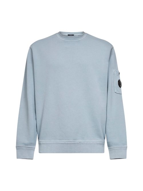 Diagonal Cotton Fleece Sweatshirt — Blue