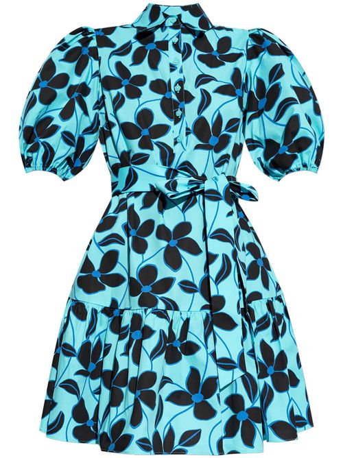 Floral-print mini dress - Blue