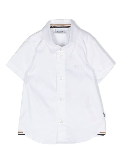 Embroidered-logo cotton shirt - White