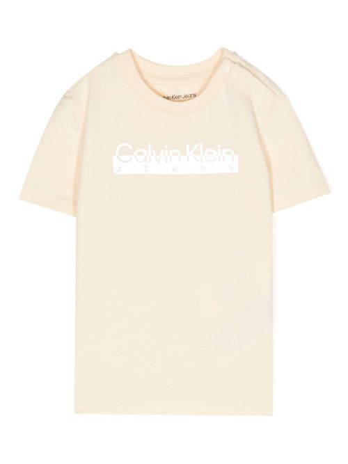 Metallic logo print T-shirt - Yellow