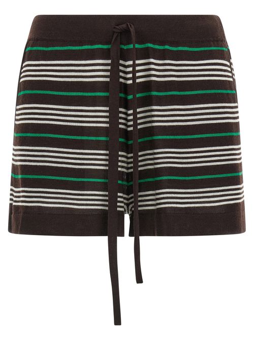 Striped Wool Blend Shorts — Brown