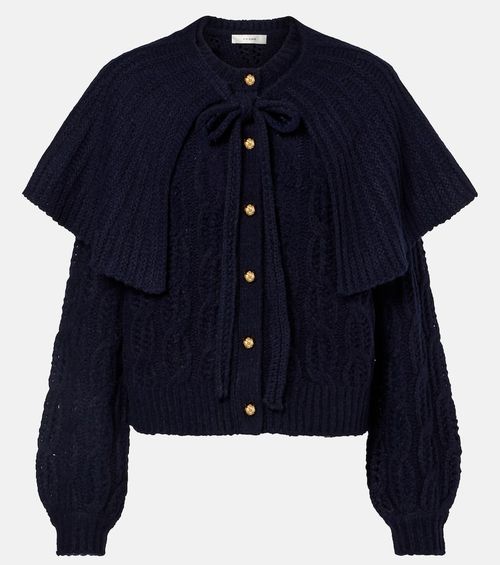 Caped wool-blend cardigan