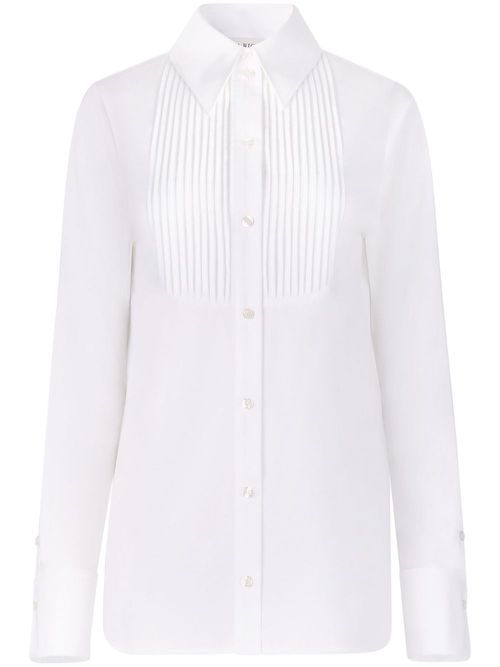 Bib collar cotton shirt - White