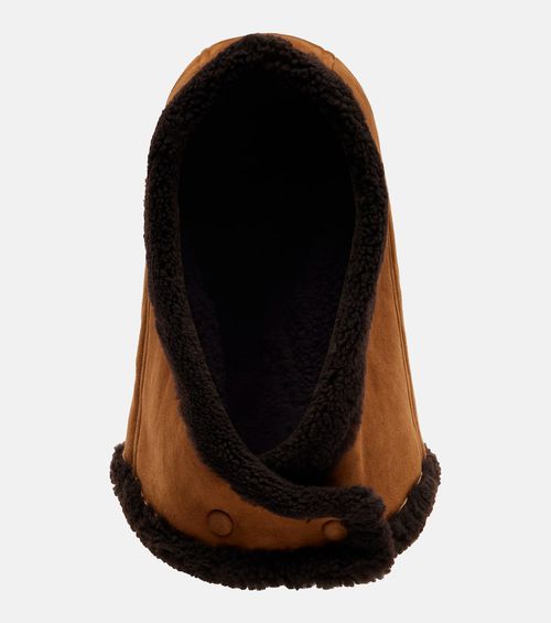 Shearling-trimmed suede hood