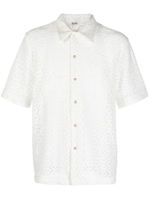 Pointelle-knit shirt - White