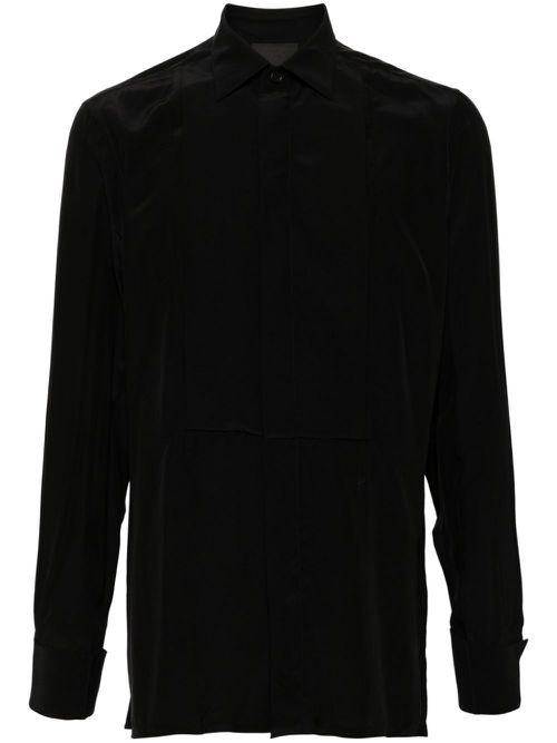 Plastron silk shirt - Black