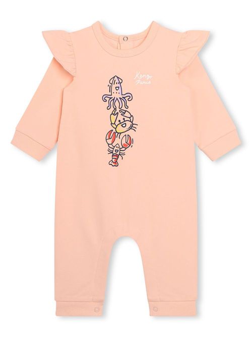 Graphic-print organic cotton romper - Pink
