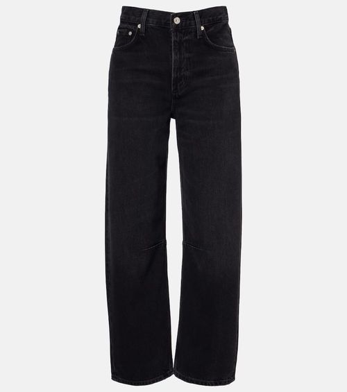 Miro cropped high-rise barrel-leg jeans