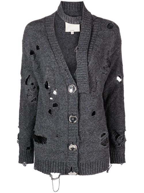 Oversized distressed wool cardigan - Grey